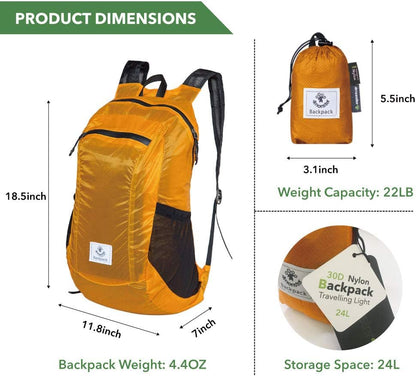 Hiking Daypack,Water Resistant Lightweight Packable Backpack for Travel Camping Outdoor