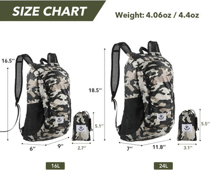 Hiking Daypack,Water Resistant Lightweight Packable Backpack for Travel Camping Outdoor