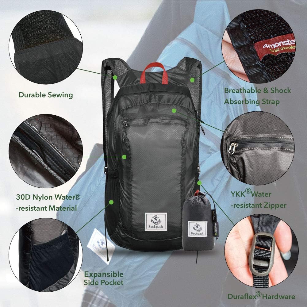 Hiking Daypack,Water Resistant Lightweight Packable Backpack for Travel Camping Outdoor
