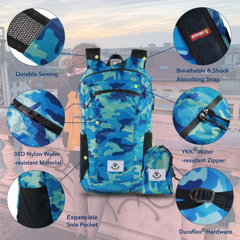 Hiking Daypack,Water Resistant Lightweight Packable Backpack for Travel Camping Outdoor