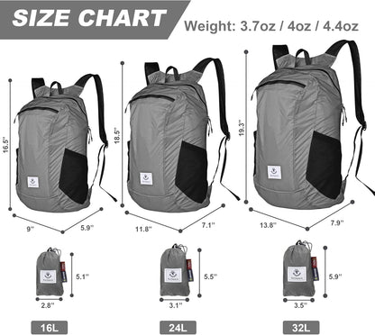 Hiking Daypack,Water Resistant Lightweight Packable Backpack for Travel Camping Outdoor