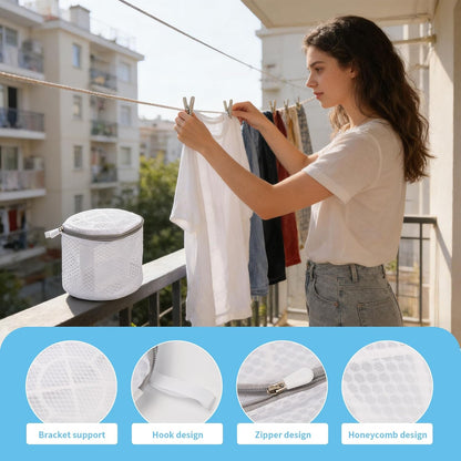 2 Pack Mesh Laundry Bags for Delicates, Reusable Washing Machine Bag with Zipper, Durable Wash Bags for Lingerie, Bras, Socks and Underwear, Travel Storage Organizer, White (7x6x5.25 Inch)