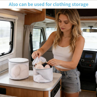 2 Pack Mesh Laundry Bags for Delicates, Reusable Washing Machine Bag with Zipper, Durable Wash Bags for Lingerie, Bras, Socks and Underwear, Travel Storage Organizer, White (7x6x5.25 Inch)