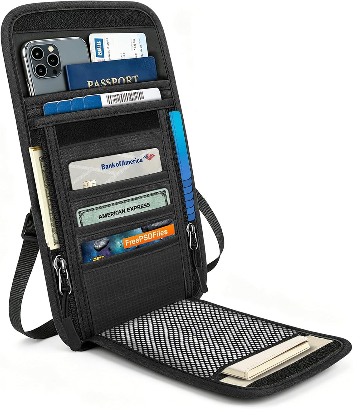 Neck Wallet with RFID Blocking - Hidden Travel Passport Holder Pouch | Concealed Under Clothing, Anti-Theft Security | Adjustable & Lightweight for Vacation, Airports
