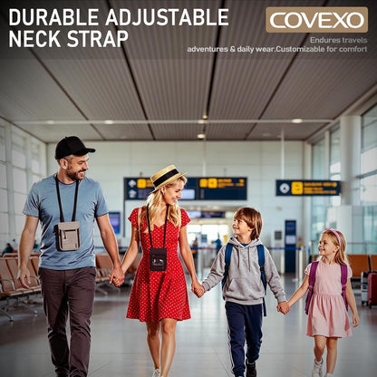 Neck Wallet with RFID Blocking - Hidden Travel Passport Holder Pouch | Concealed Under Clothing, Anti-Theft Security | Adjustable & Lightweight for Vacation, Airports