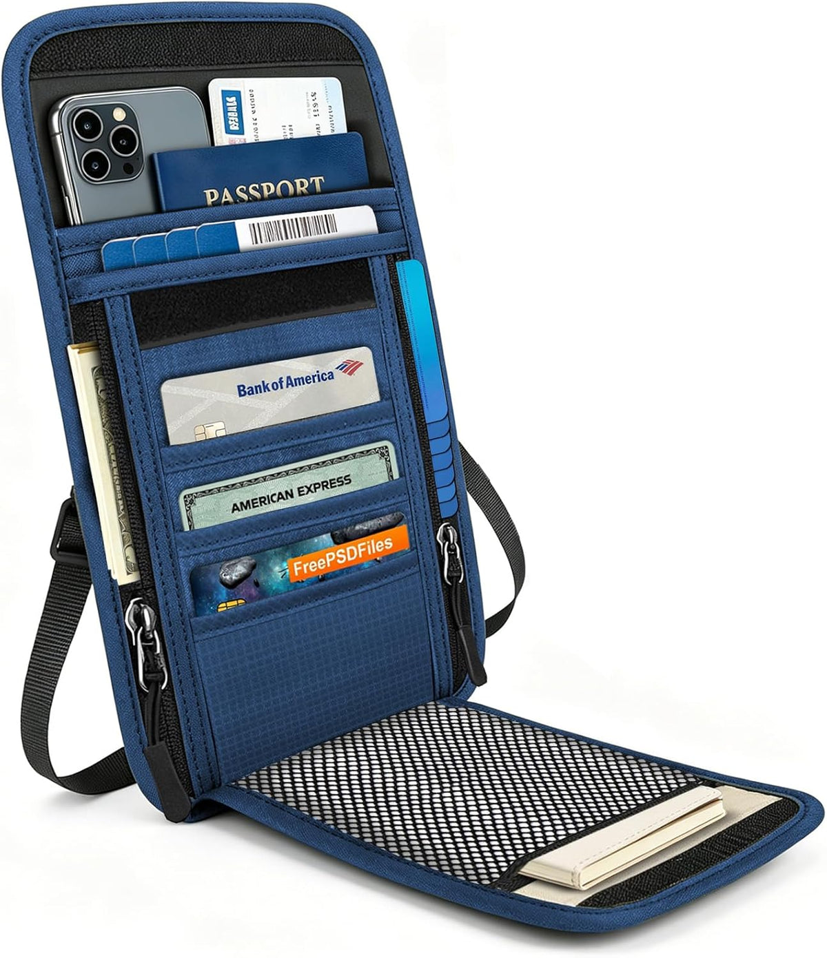 Neck Wallet with RFID Blocking - Hidden Travel Passport Holder Pouch | Concealed Under Clothing, Anti-Theft Security | Adjustable & Lightweight for Vacation, Airports
