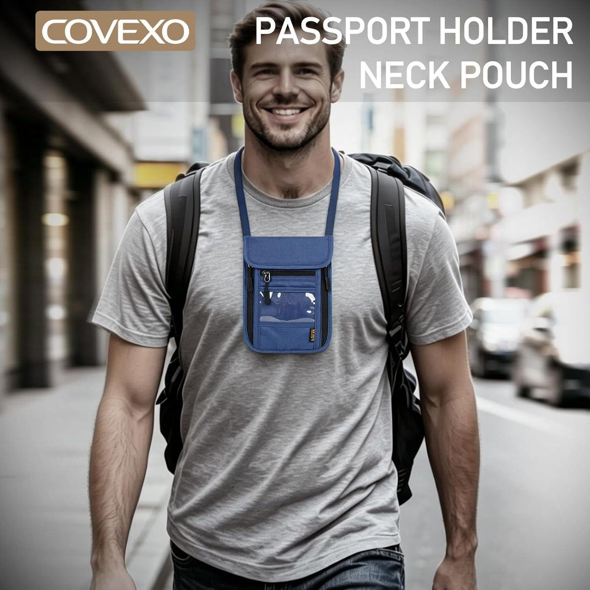 Neck Wallet with RFID Blocking - Hidden Travel Passport Holder Pouch | Concealed Under Clothing, Anti-Theft Security | Adjustable & Lightweight for Vacation, Airports