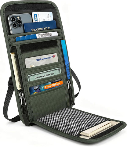 Neck Wallet with RFID Blocking - Hidden Travel Passport Holder Pouch | Concealed Under Clothing, Anti-Theft Security | Adjustable & Lightweight for Vacation, Airports