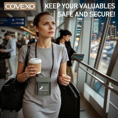 Neck Wallet with RFID Blocking - Hidden Travel Passport Holder Pouch | Concealed Under Clothing, Anti-Theft Security | Adjustable & Lightweight for Vacation, Airports