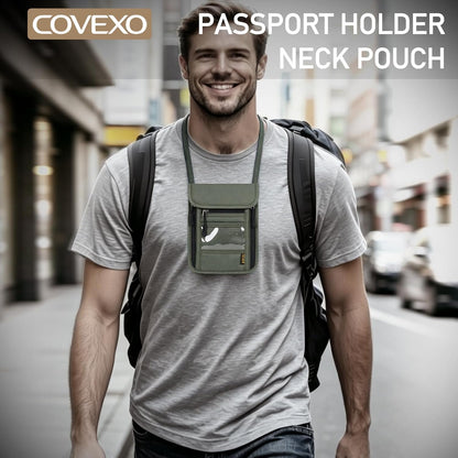 Neck Wallet with RFID Blocking - Hidden Travel Passport Holder Pouch | Concealed Under Clothing, Anti-Theft Security | Adjustable & Lightweight for Vacation, Airports