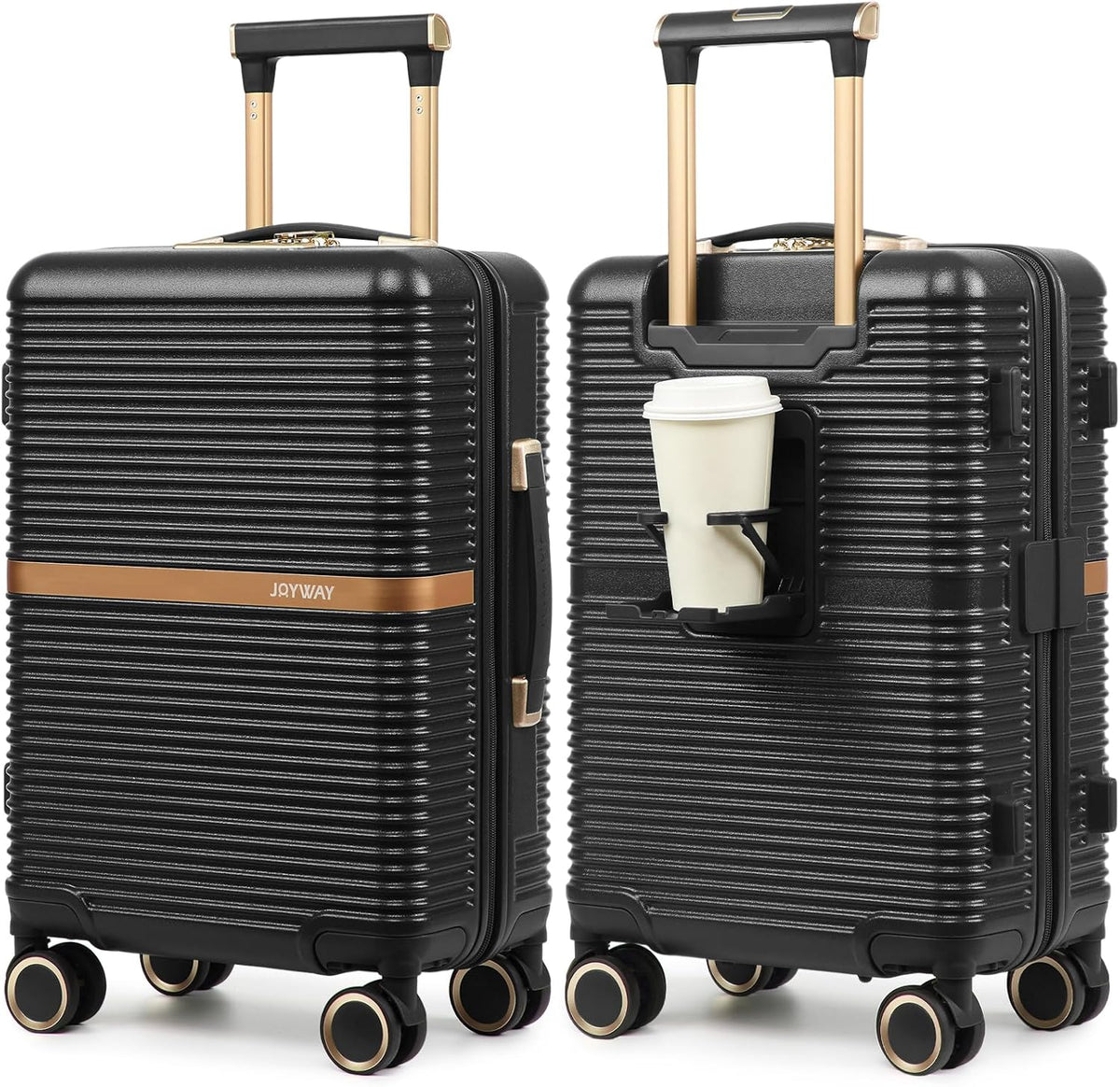 Lightweight Carry-On Luggage 20 Inch with Spinner Wheels, TSA Lock, Durable ABS Hardshell Suitcase for Business & Travel (Black, 20 Inch)