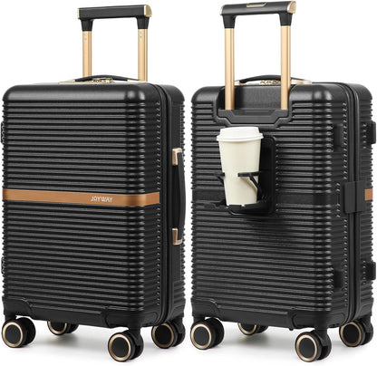 Lightweight Carry-On Luggage 20 Inch with Spinner Wheels, TSA Lock, Durable ABS Hardshell Suitcase for Business & Travel (Black, 20 Inch)