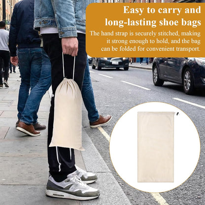 8 PCS Single Shoe Bags for Traveling, 18×9 Inch Travel Shoe Bags Velvet | Fits Size 13 for Packing in Suitcase with Drawstring Shoes Storage Bag Dust-Proof for Women and Men, Travel Storage-Beige
