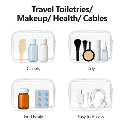TSA Approved Toiletry Bag - Clear Makeup Bag for Travel, Rose Pink | 3 Pack Quart-Size, Metal Smooth Zipper, Clear Easy-Check, for 3-1-1 Liquids, Toiletry Bag for Airport Lines, Women, Men