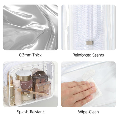 TSA Approved Toiletry Bag - Clear Makeup Bag for Travel, Rose Pink | 3 Pack Quart-Size, Metal Smooth Zipper, Clear Easy-Check, for 3-1-1 Liquids, Toiletry Bag for Airport Lines, Women, Men