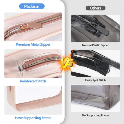 TSA Approved Toiletry Bag - Clear Makeup Bag for Travel, Rose Pink | 3 Pack Quart-Size, Metal Smooth Zipper, Clear Easy-Check, for 3-1-1 Liquids, Toiletry Bag for Airport Lines, Women, Men