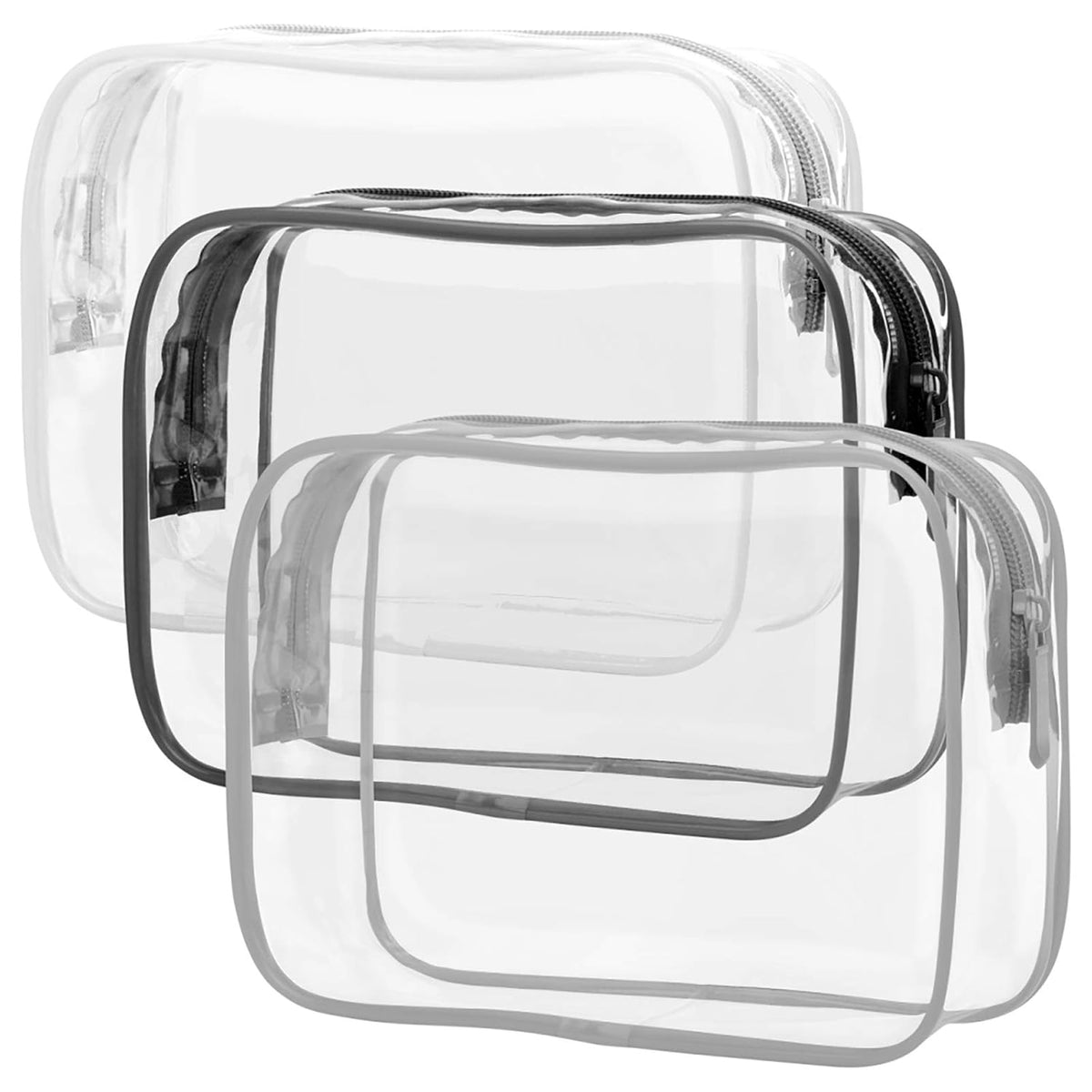 TSA Approved Toiletry Bag - Clear Makeup Bag for Travel, Rose Pink | 3 Pack Quart-Size, Metal Smooth Zipper, Clear Easy-Check, for 3-1-1 Liquids, Toiletry Bag for Airport Lines, Women, Men