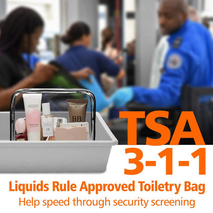 TSA Approved Toiletry Bag - Clear Makeup Bag for Travel, Rose Pink | 3 Pack Quart-Size, Metal Smooth Zipper, Clear Easy-Check, for 3-1-1 Liquids, Toiletry Bag for Airport Lines, Women, Men