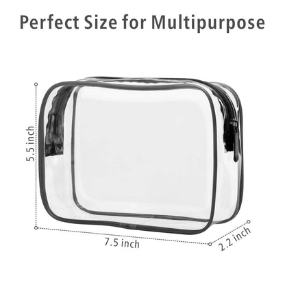TSA Approved Toiletry Bag - Clear Makeup Bag for Travel, Rose Pink | 3 Pack Quart-Size, Metal Smooth Zipper, Clear Easy-Check, for 3-1-1 Liquids, Toiletry Bag for Airport Lines, Women, Men