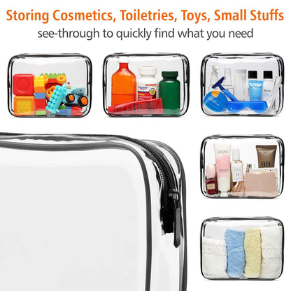 TSA Approved Toiletry Bag - Clear Makeup Bag for Travel, Rose Pink | 3 Pack Quart-Size, Metal Smooth Zipper, Clear Easy-Check, for 3-1-1 Liquids, Toiletry Bag for Airport Lines, Women, Men