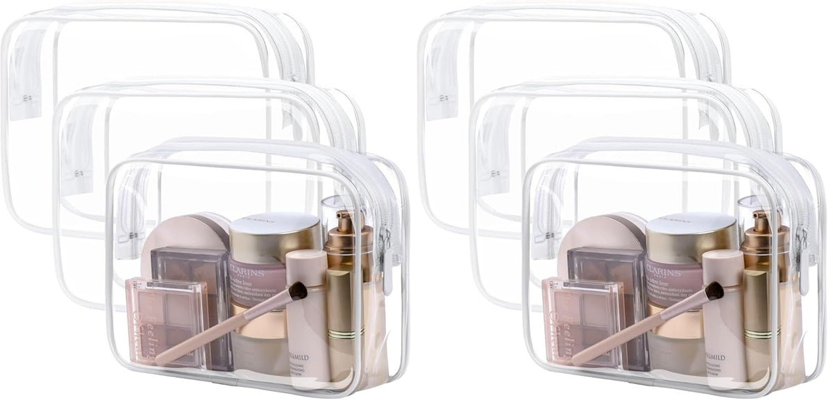 TSA Approved Toiletry Bag - Clear Makeup Bag for Travel, Rose Pink | 3 Pack Quart-Size, Metal Smooth Zipper, Clear Easy-Check, for 3-1-1 Liquids, Toiletry Bag for Airport Lines, Women, Men