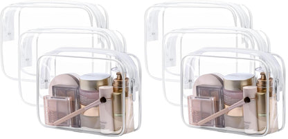 TSA Approved Toiletry Bag - Clear Makeup Bag for Travel, Rose Pink | 3 Pack Quart-Size, Metal Smooth Zipper, Clear Easy-Check, for 3-1-1 Liquids, Toiletry Bag for Airport Lines, Women, Men