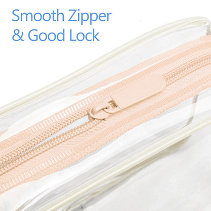 TSA Approved Toiletry Bag - Clear Makeup Bag for Travel, Rose Pink | 3 Pack Quart-Size, Metal Smooth Zipper, Clear Easy-Check, for 3-1-1 Liquids, Toiletry Bag for Airport Lines, Women, Men