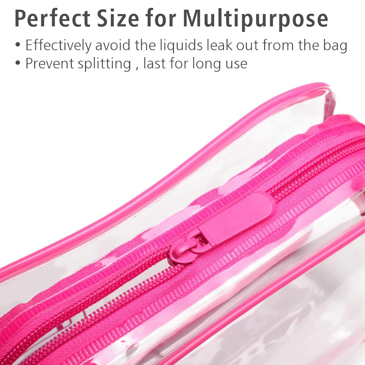 TSA Approved Toiletry Bag - Clear Makeup Bag for Travel, Rose Pink | 3 Pack Quart-Size, Metal Smooth Zipper, Clear Easy-Check, for 3-1-1 Liquids, Toiletry Bag for Airport Lines, Women, Men