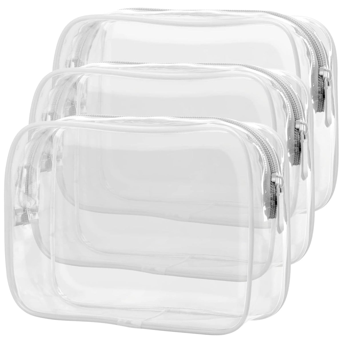 TSA Approved Toiletry Bag - Clear Makeup Bag for Travel, Rose Pink | 3 Pack Quart-Size, Metal Smooth Zipper, Clear Easy-Check, for 3-1-1 Liquids, Toiletry Bag for Airport Lines, Women, Men