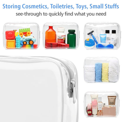 TSA Approved Toiletry Bag - Clear Makeup Bag for Travel, Rose Pink | 3 Pack Quart-Size, Metal Smooth Zipper, Clear Easy-Check, for 3-1-1 Liquids, Toiletry Bag for Airport Lines, Women, Men