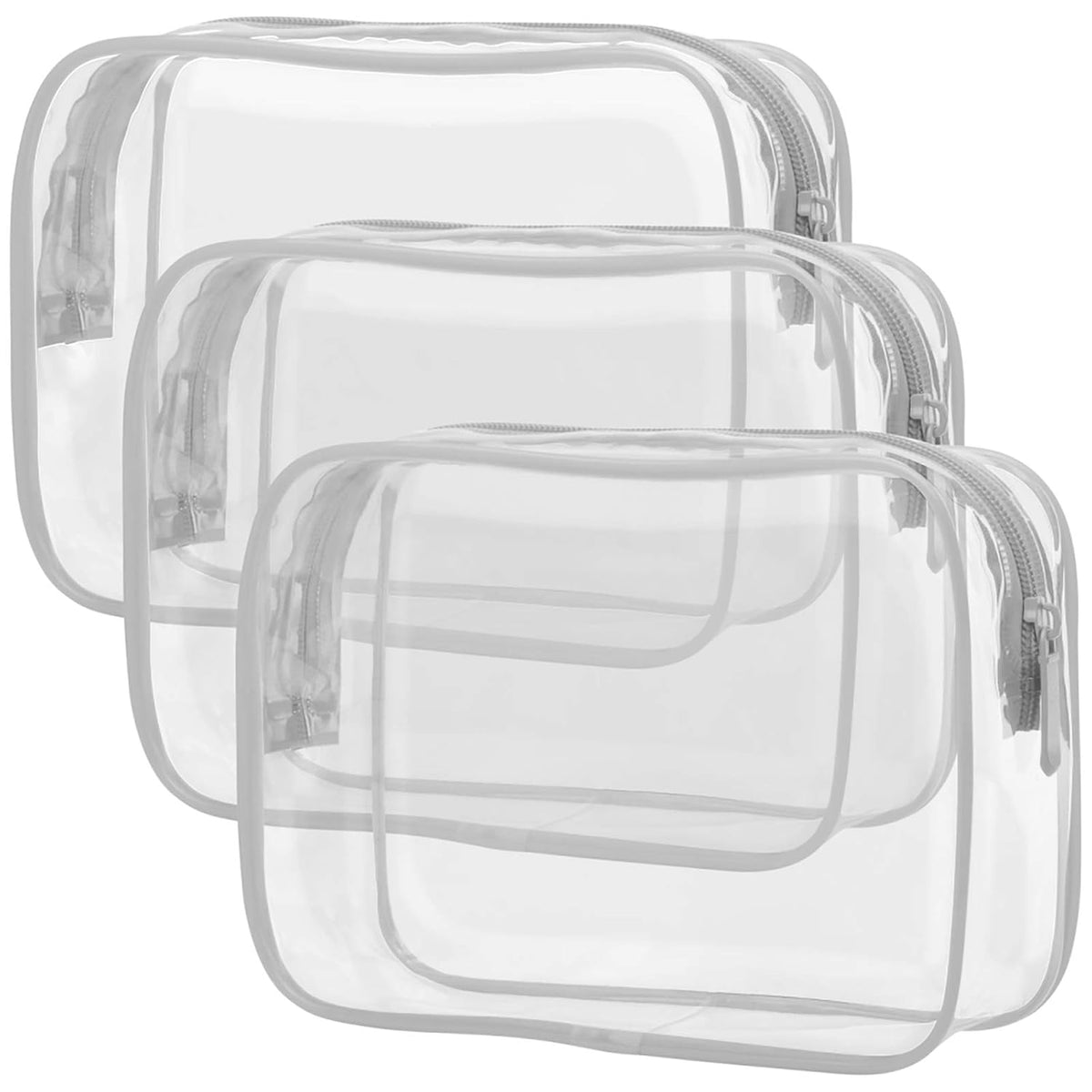 TSA Approved Toiletry Bag - Clear Makeup Bag for Travel, Rose Pink | 3 Pack Quart-Size, Metal Smooth Zipper, Clear Easy-Check, for 3-1-1 Liquids, Toiletry Bag for Airport Lines, Women, Men