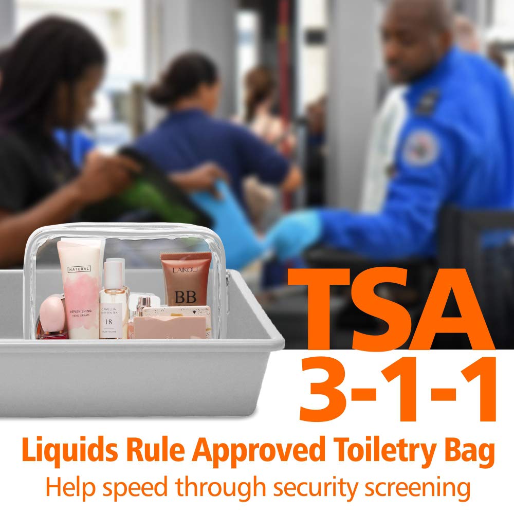 TSA Approved Toiletry Bag - Clear Makeup Bag for Travel, Rose Pink | 3 Pack Quart-Size, Metal Smooth Zipper, Clear Easy-Check, for 3-1-1 Liquids, Toiletry Bag for Airport Lines, Women, Men