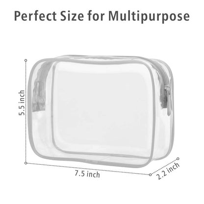 TSA Approved Toiletry Bag - Clear Makeup Bag for Travel, Rose Pink | 3 Pack Quart-Size, Metal Smooth Zipper, Clear Easy-Check, for 3-1-1 Liquids, Toiletry Bag for Airport Lines, Women, Men