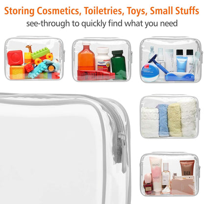 TSA Approved Toiletry Bag - Clear Makeup Bag for Travel, Rose Pink | 3 Pack Quart-Size, Metal Smooth Zipper, Clear Easy-Check, for 3-1-1 Liquids, Toiletry Bag for Airport Lines, Women, Men