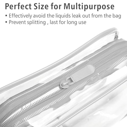 TSA Approved Toiletry Bag - Clear Makeup Bag for Travel, Rose Pink | 3 Pack Quart-Size, Metal Smooth Zipper, Clear Easy-Check, for 3-1-1 Liquids, Toiletry Bag for Airport Lines, Women, Men