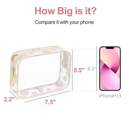 TSA Approved Toiletry Bag - Clear Makeup Bag for Travel, Rose Pink | 3 Pack Quart-Size, Metal Smooth Zipper, Clear Easy-Check, for 3-1-1 Liquids, Toiletry Bag for Airport Lines, Women, Men