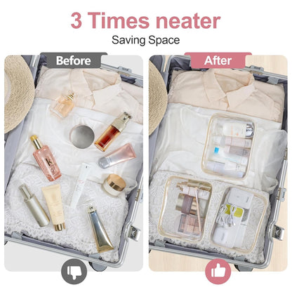 TSA Approved Toiletry Bag - Clear Makeup Bag for Travel, Rose Pink | 3 Pack Quart-Size, Metal Smooth Zipper, Clear Easy-Check, for 3-1-1 Liquids, Toiletry Bag for Airport Lines, Women, Men