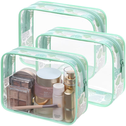 TSA Approved Toiletry Bag - Clear Makeup Bag for Travel, Rose Pink | 3 Pack Quart-Size, Metal Smooth Zipper, Clear Easy-Check, for 3-1-1 Liquids, Toiletry Bag for Airport Lines, Women, Men