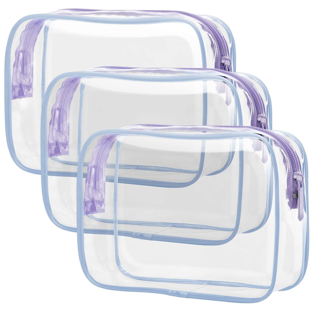 TSA Approved Toiletry Bag - Clear Makeup Bag for Travel, Rose Pink | 3 Pack Quart-Size, Metal Smooth Zipper, Clear Easy-Check, for 3-1-1 Liquids, Toiletry Bag for Airport Lines, Women, Men