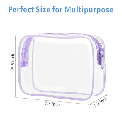 TSA Approved Toiletry Bag - Clear Makeup Bag for Travel, Rose Pink | 3 Pack Quart-Size, Metal Smooth Zipper, Clear Easy-Check, for 3-1-1 Liquids, Toiletry Bag for Airport Lines, Women, Men