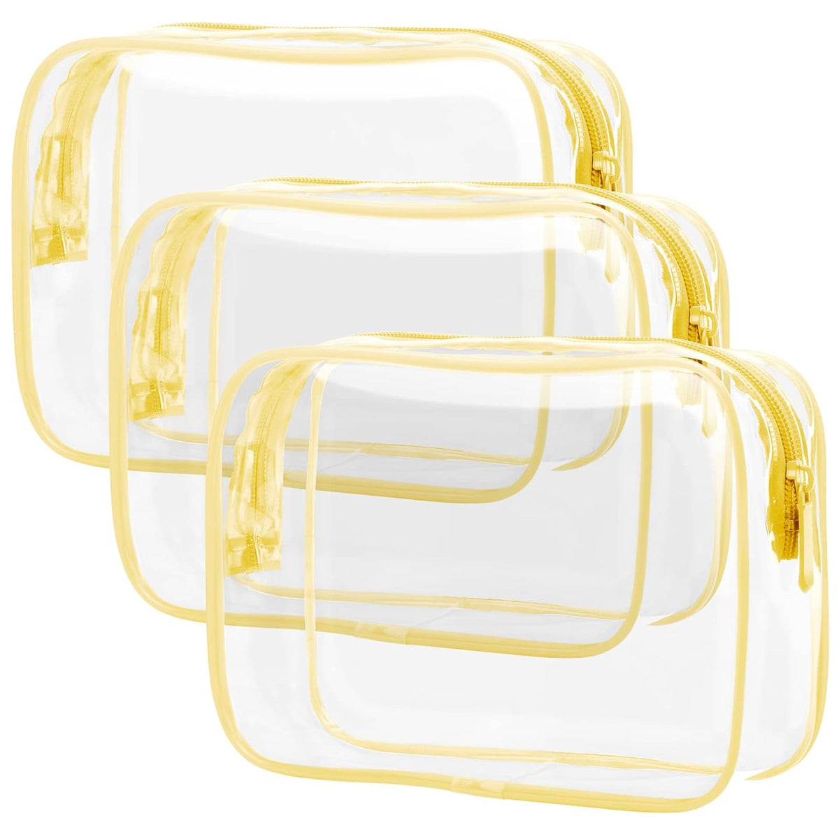 TSA Approved Toiletry Bag - Clear Makeup Bag for Travel, Rose Pink | 3 Pack Quart-Size, Metal Smooth Zipper, Clear Easy-Check, for 3-1-1 Liquids, Toiletry Bag for Airport Lines, Women, Men