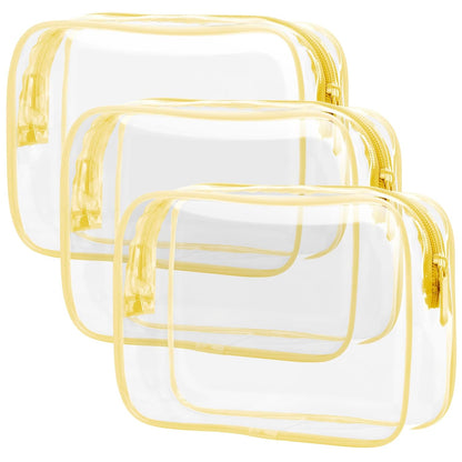 TSA Approved Toiletry Bag - Clear Makeup Bag for Travel, Rose Pink | 3 Pack Quart-Size, Metal Smooth Zipper, Clear Easy-Check, for 3-1-1 Liquids, Toiletry Bag for Airport Lines, Women, Men