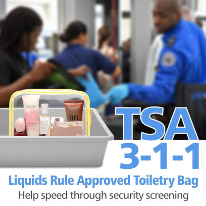 TSA Approved Toiletry Bag - Clear Makeup Bag for Travel, Rose Pink | 3 Pack Quart-Size, Metal Smooth Zipper, Clear Easy-Check, for 3-1-1 Liquids, Toiletry Bag for Airport Lines, Women, Men