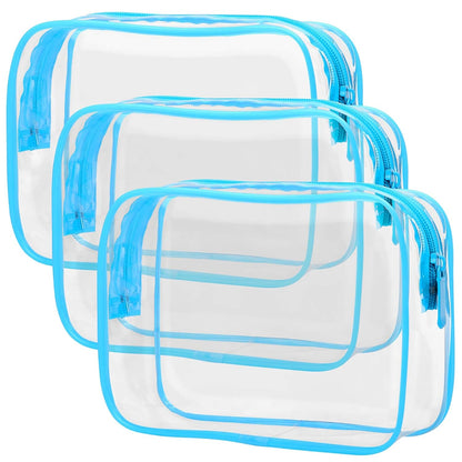 TSA Approved Toiletry Bag - Clear Makeup Bag for Travel, Rose Pink | 3 Pack Quart-Size, Metal Smooth Zipper, Clear Easy-Check, for 3-1-1 Liquids, Toiletry Bag for Airport Lines, Women, Men