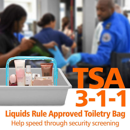 TSA Approved Toiletry Bag - Clear Makeup Bag for Travel, Rose Pink | 3 Pack Quart-Size, Metal Smooth Zipper, Clear Easy-Check, for 3-1-1 Liquids, Toiletry Bag for Airport Lines, Women, Men