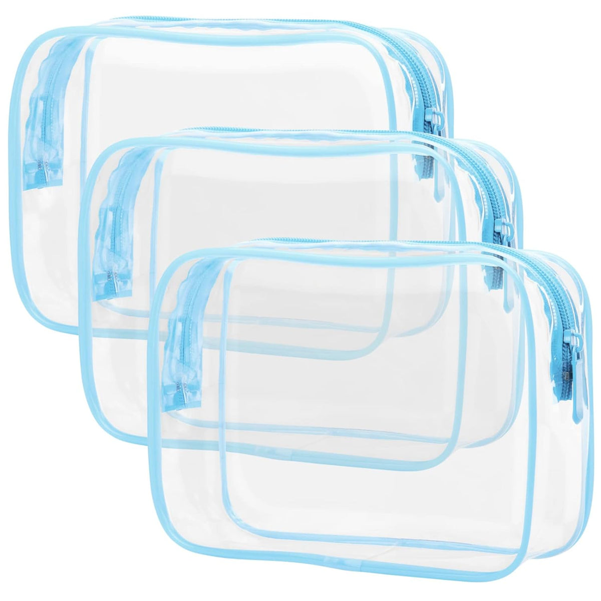 TSA Approved Toiletry Bag - Clear Makeup Bag for Travel, Rose Pink | 3 Pack Quart-Size, Metal Smooth Zipper, Clear Easy-Check, for 3-1-1 Liquids, Toiletry Bag for Airport Lines, Women, Men