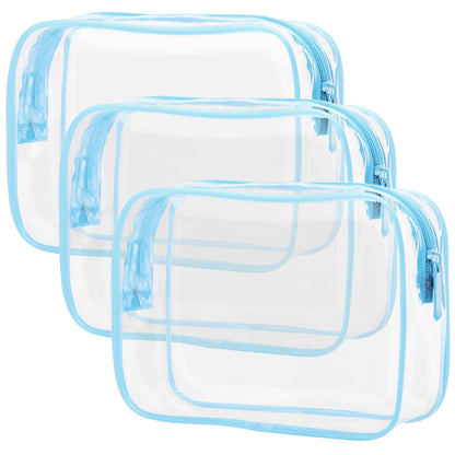 TSA Approved Toiletry Bag - Clear Makeup Bag for Travel, Rose Pink | 3 Pack Quart-Size, Metal Smooth Zipper, Clear Easy-Check, for 3-1-1 Liquids, Toiletry Bag for Airport Lines, Women, Men