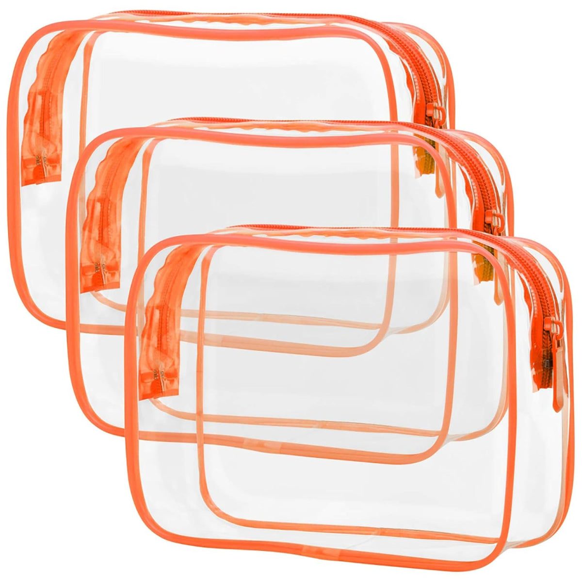 TSA Approved Toiletry Bag - Clear Makeup Bag for Travel, Rose Pink | 3 Pack Quart-Size, Metal Smooth Zipper, Clear Easy-Check, for 3-1-1 Liquids, Toiletry Bag for Airport Lines, Women, Men