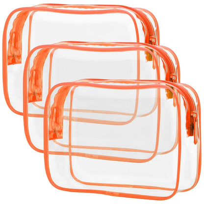 TSA Approved Toiletry Bag - Clear Makeup Bag for Travel, Rose Pink | 3 Pack Quart-Size, Metal Smooth Zipper, Clear Easy-Check, for 3-1-1 Liquids, Toiletry Bag for Airport Lines, Women, Men