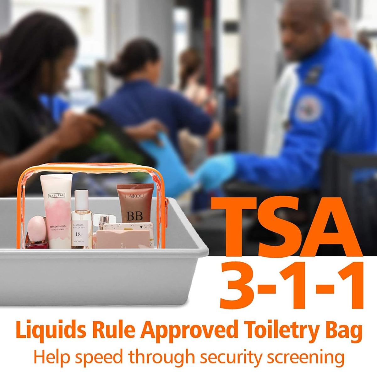 TSA Approved Toiletry Bag - Clear Makeup Bag for Travel, Rose Pink | 3 Pack Quart-Size, Metal Smooth Zipper, Clear Easy-Check, for 3-1-1 Liquids, Toiletry Bag for Airport Lines, Women, Men